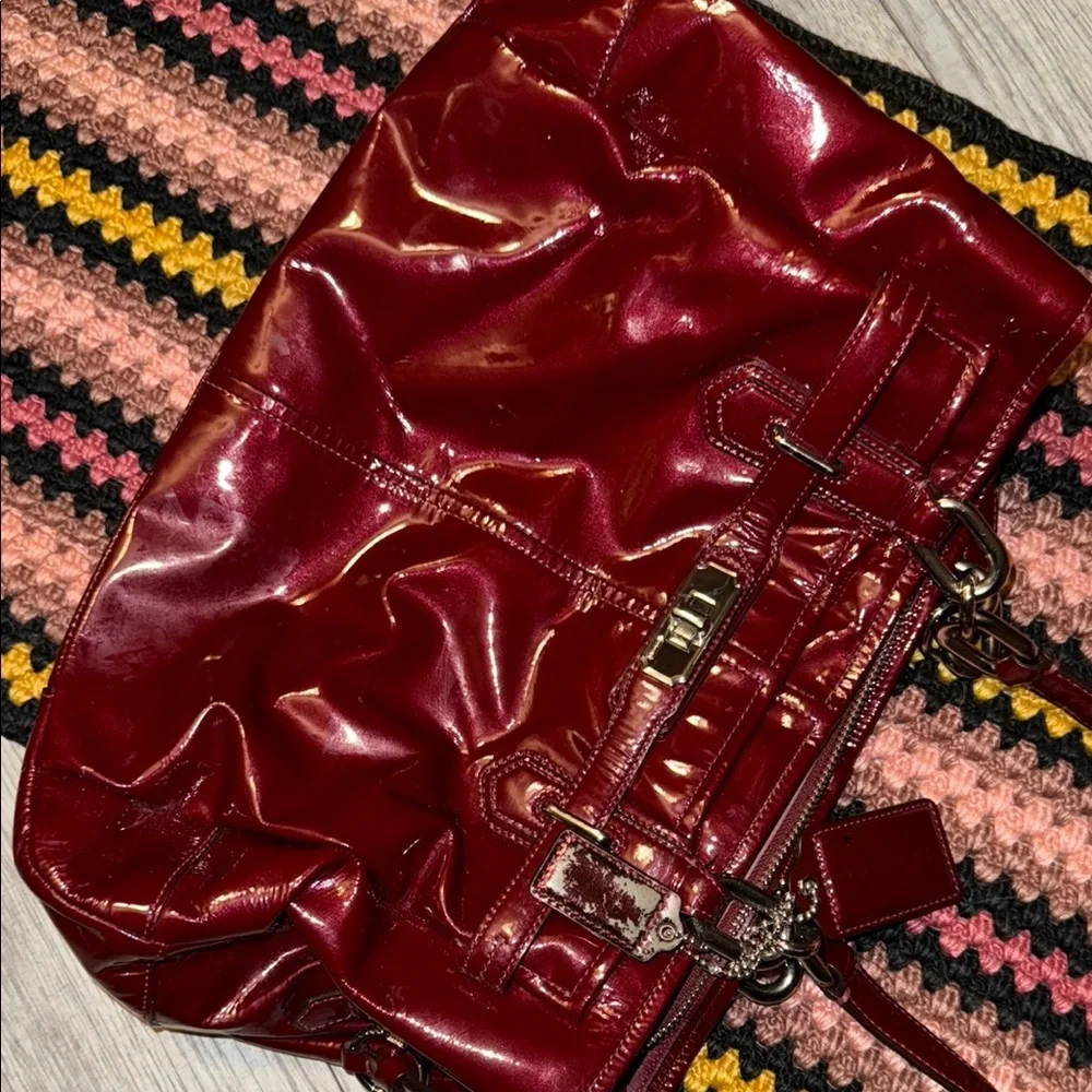 Coach Patent Leather Red Vintage Tote - Picture 11 of 13